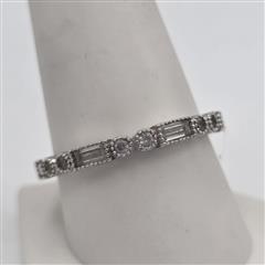 925 Sterling Silver Round & Baguette CZ Eternity Stacking Ring Band Size 10.25